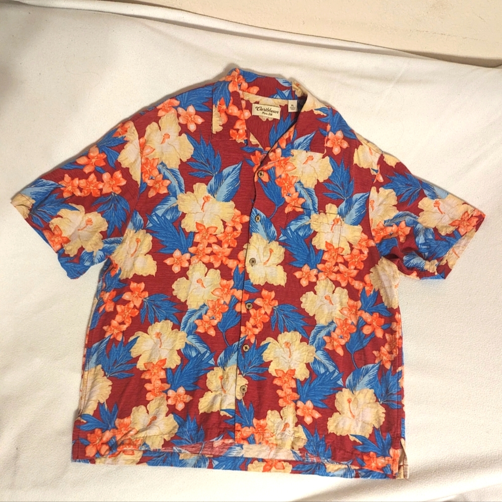 Mens Carribean Silk Xl Hawaiian Shirt